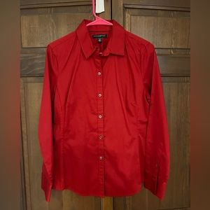 Size medium women’s banana republic, button-down dress, shirt, red fitted
